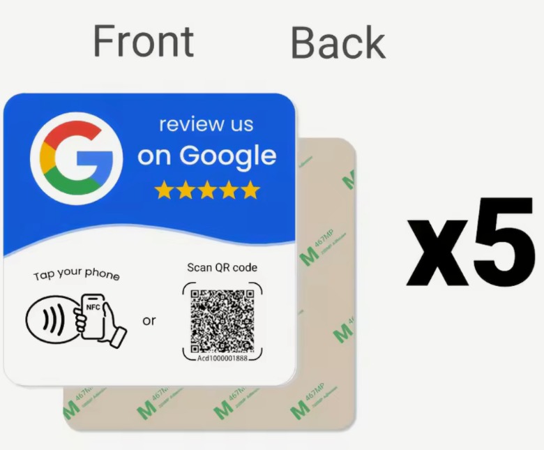 Programmable NFT 215 Square Google Review Card + QR